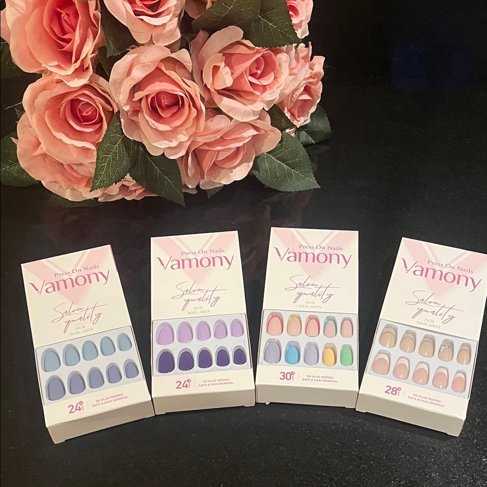 (4) Sets - Vamony - Press On Nails Set - Multicolor